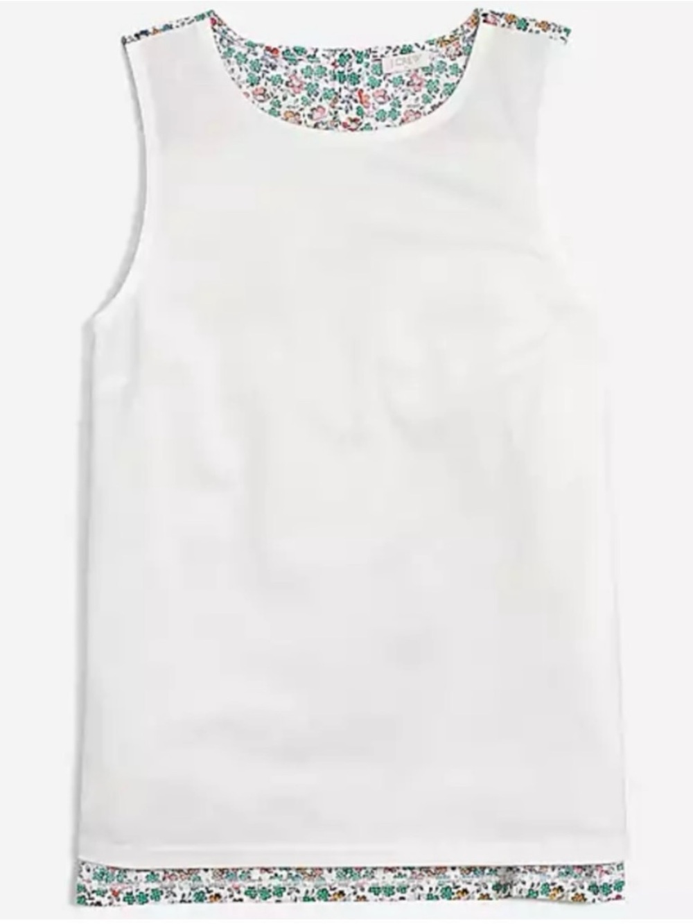 J.Crew White Ditsy Floral Ivory & Wildflower Back Contrast Sleeveless Terry Tank